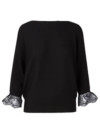 Wool And Silk Sweater With Lace Cuff