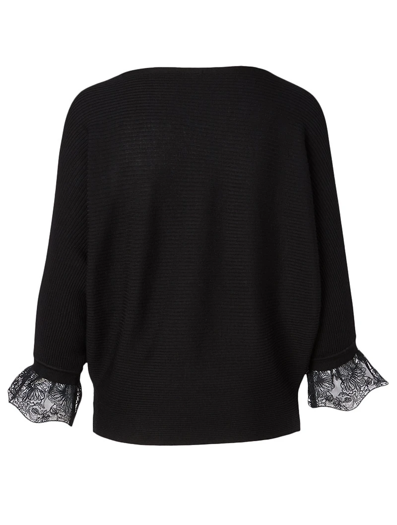 Wool And Silk Sweater With Lace Cuff