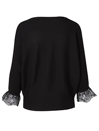 Wool And Silk Sweater With Lace Cuff