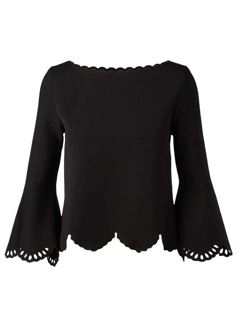 Laser-Cut Eyelet Sweater