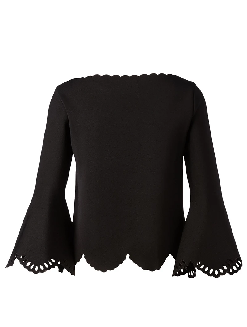 Laser-Cut Eyelet Sweater