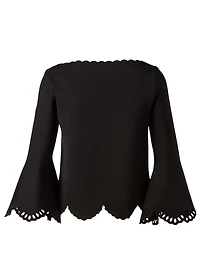 Laser-Cut Eyelet Sweater