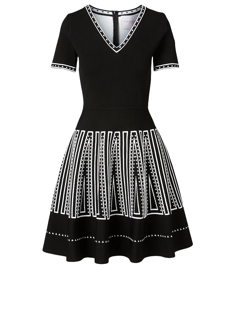 V-Neck Fit And Flare Dress