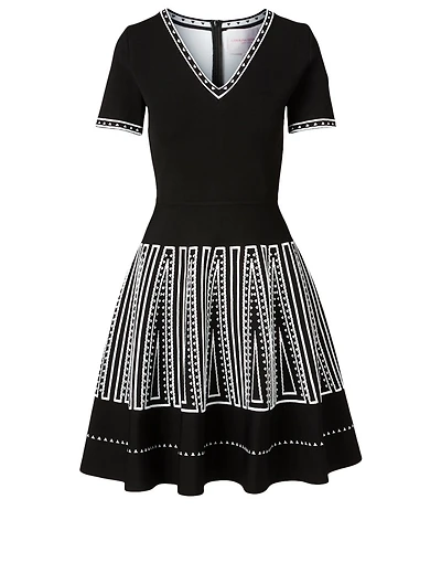 V-Neck Fit And Flare Dress