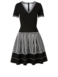 V-Neck Fit And Flare Dress