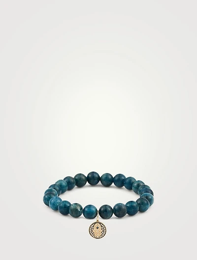 Beaded Bracelet With 14K Gold Diamond Hamsa Charm
