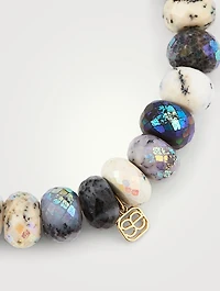 Beaded Bracelet With 14K Gold Diamond Happy Face Charm
