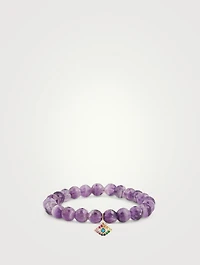 Beaded Bracelet With Large 14K Gold Evil Eye Charm
