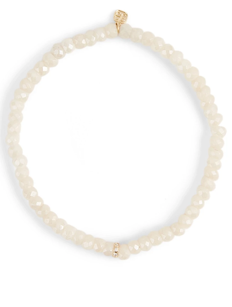 Beaded Bracelet With 14K Gold Diamond Rondelle
