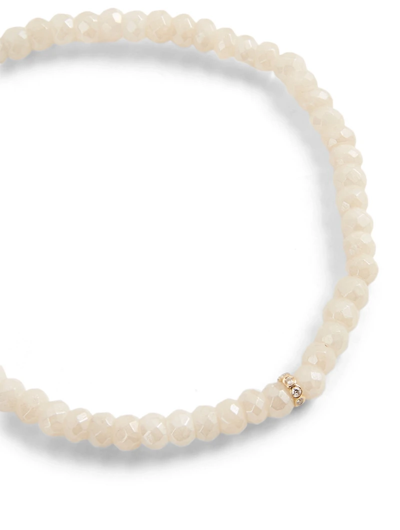 Beaded Bracelet With 14K Gold Diamond Rondelle
