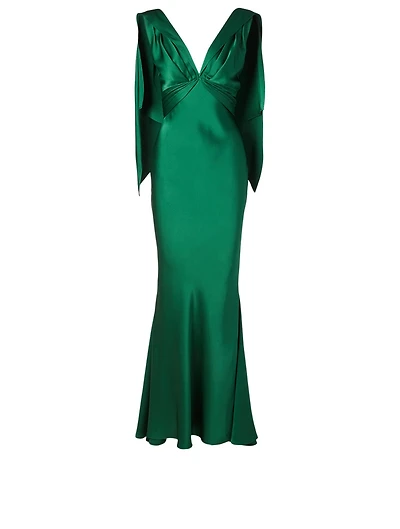 Satin V-Neck Gown