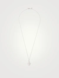 14K White Gold Medium Fleur De Lis Necklace With Diamonds