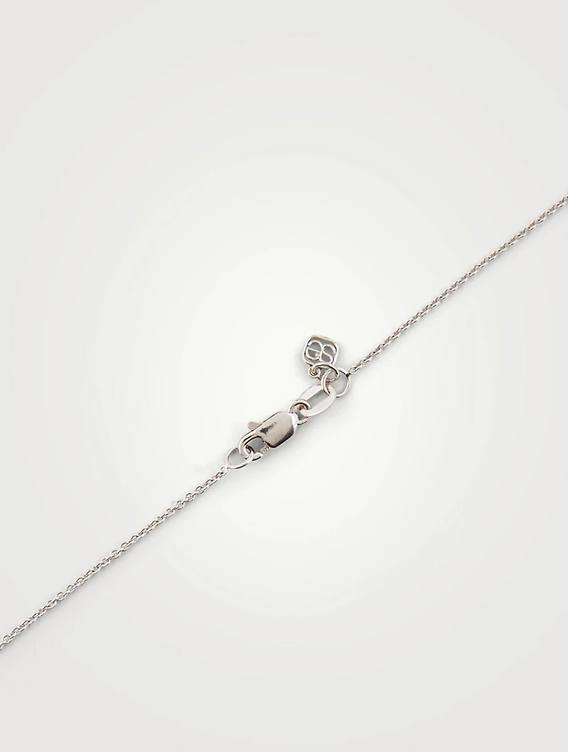 14K White Gold Medium Fleur De Lis Necklace With Diamonds