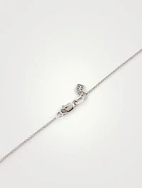 14K White Gold Medium Fleur De Lis Necklace With Diamonds