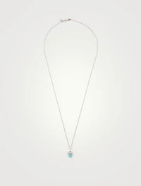 14K White Gold Turquoise Horn Necklace With Diamonds
