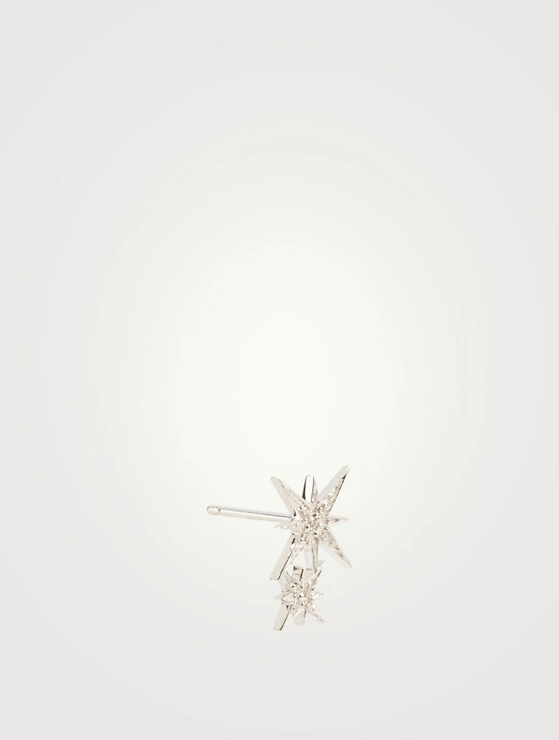 14K White Gold Starburst Stud Earring