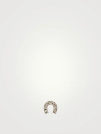 14K White Gold Horseshoe Stud Earring With Diamonds