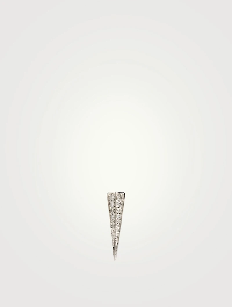 14K White Gold Spike Earring With Diamonds