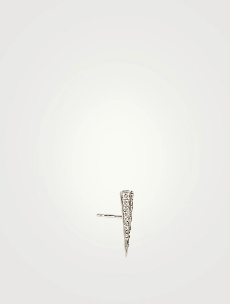 14K White Gold Spike Earring With Diamonds