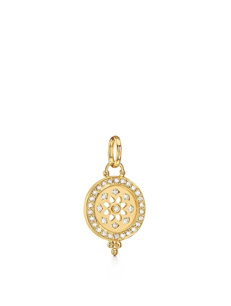 18K Gold Mandala Cutout Pendant With Diamonds