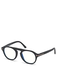 Round Optical Glasses With Blue Block And Clip-On Lenses
