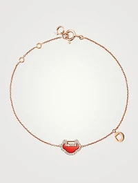 Petite Yu Yi 18K Rose Gold Bracelet With Red Agate And Diamonds