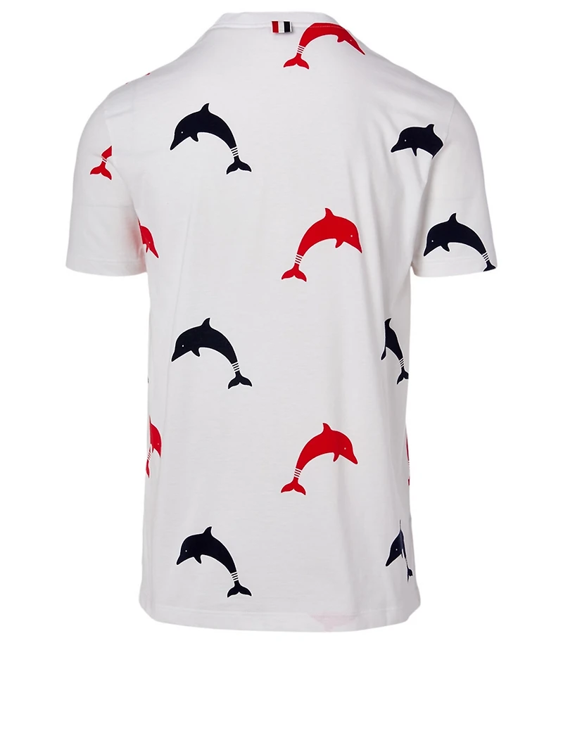 Cotton T-Shirt Dolphin Print