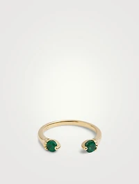18K Gold Orbit Ring With Emeralds