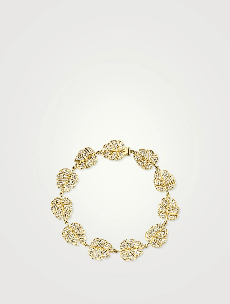 14K Gold Monstera Leaf Bracelet