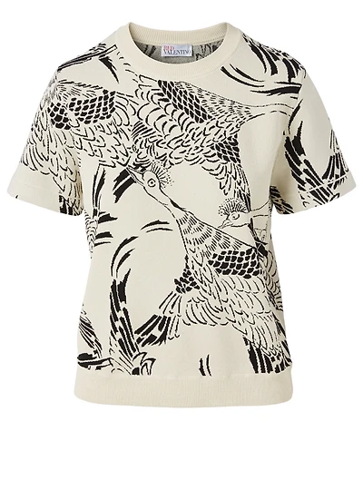 Jacquard Short-Sleeve Sweater