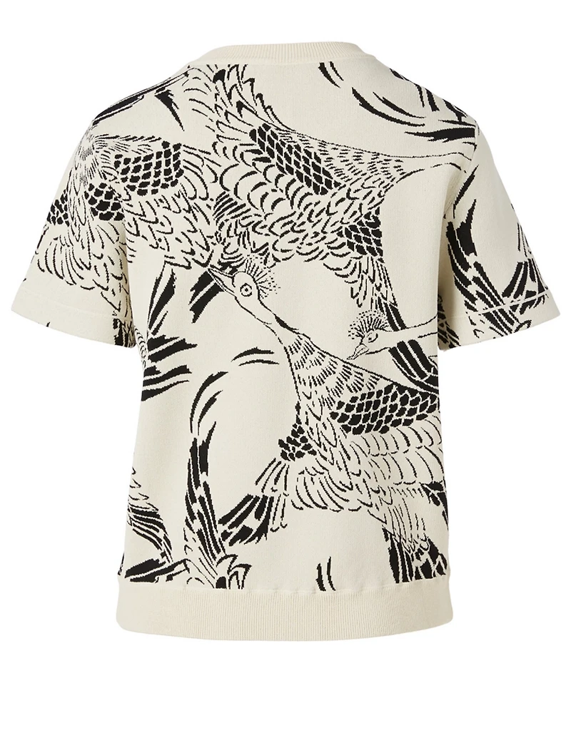 Jacquard Short-Sleeve Sweater