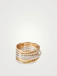 Bubbles 18K White, Rose And Yellow Gold Ring With Diamonds
