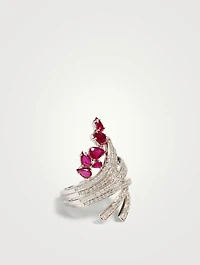 Mirage 18K White Gold Ring With Rubies And Diamonds