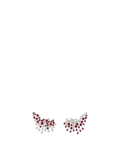 Luminus 18K White Gold Earrings With Diamonds And Rubies