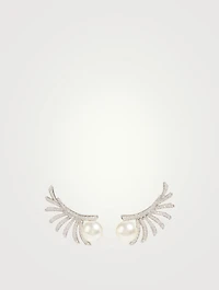 Apus 18K White Gold Earrings With Diamonds And Pearls