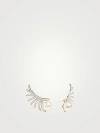 Apus 18K White Gold Earrings With Diamonds And Pearls