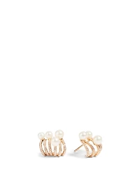 Spectrum 18K Rose Gold Huggie Earrings With Diamonds And Pearls
