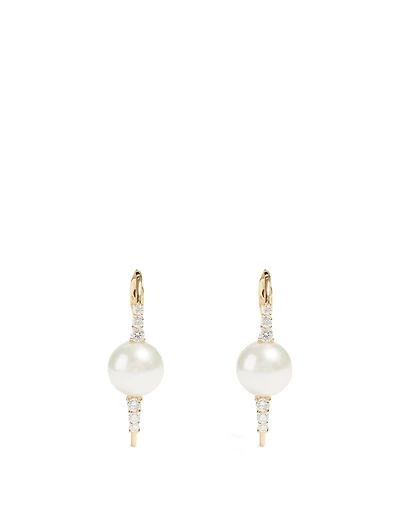 Spectrum 18K Gold Earrings With Diamonds And Pearls