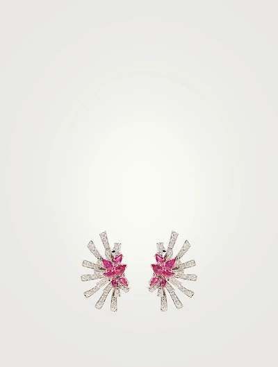Mirage 18K White Gold Earrings With Diamonds And Rubies