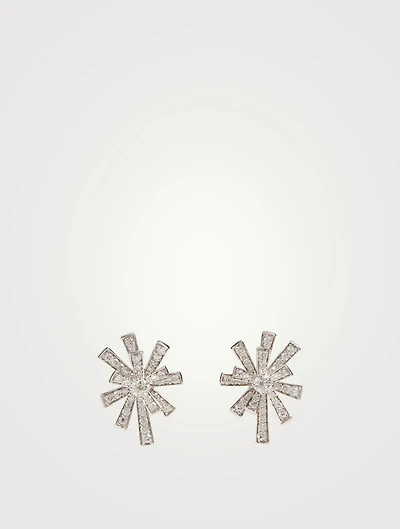 Labyrinth 18K White Gold Earrings With Diamonds