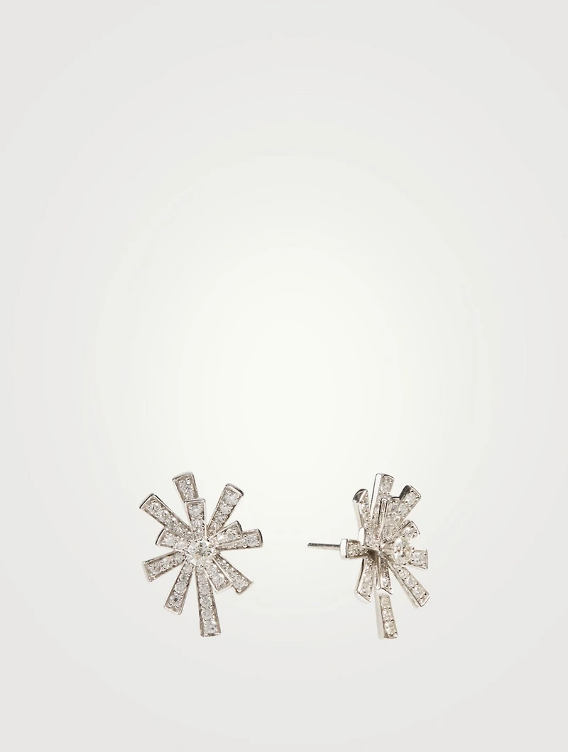 Labyrinth 18K White Gold Earrings With Diamonds
