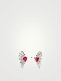 Labyrinth 18K White Gold Earrings With Diamonds And Rubies