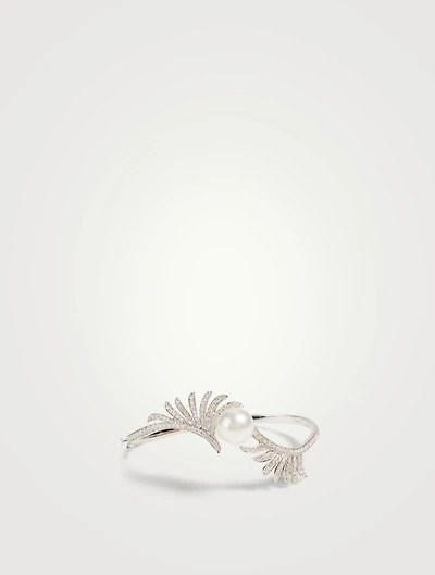 Apus 18K White Gold Bracelet With Diamonds And Pearl