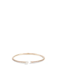 Spectrum 18K Gold Bangle With Diamonds And Pearl