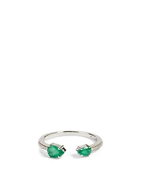 Spectrum 18K White Gold Ring With Diamonds And Emerald
