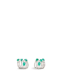 Spectrum 18K White Gold Huggie Earrings With Diamonds And Onyx