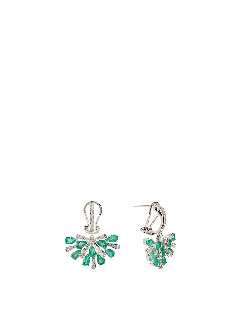 Botanica 18K White Gold Earrings With Diamonds And Emeralds