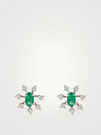 Luminus 18K White Gold Earrings With Diamonds And Emeralds