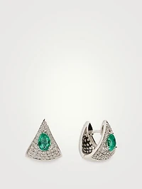 Spectrum 18K White Gold Earrings With Diamonds And Emerald