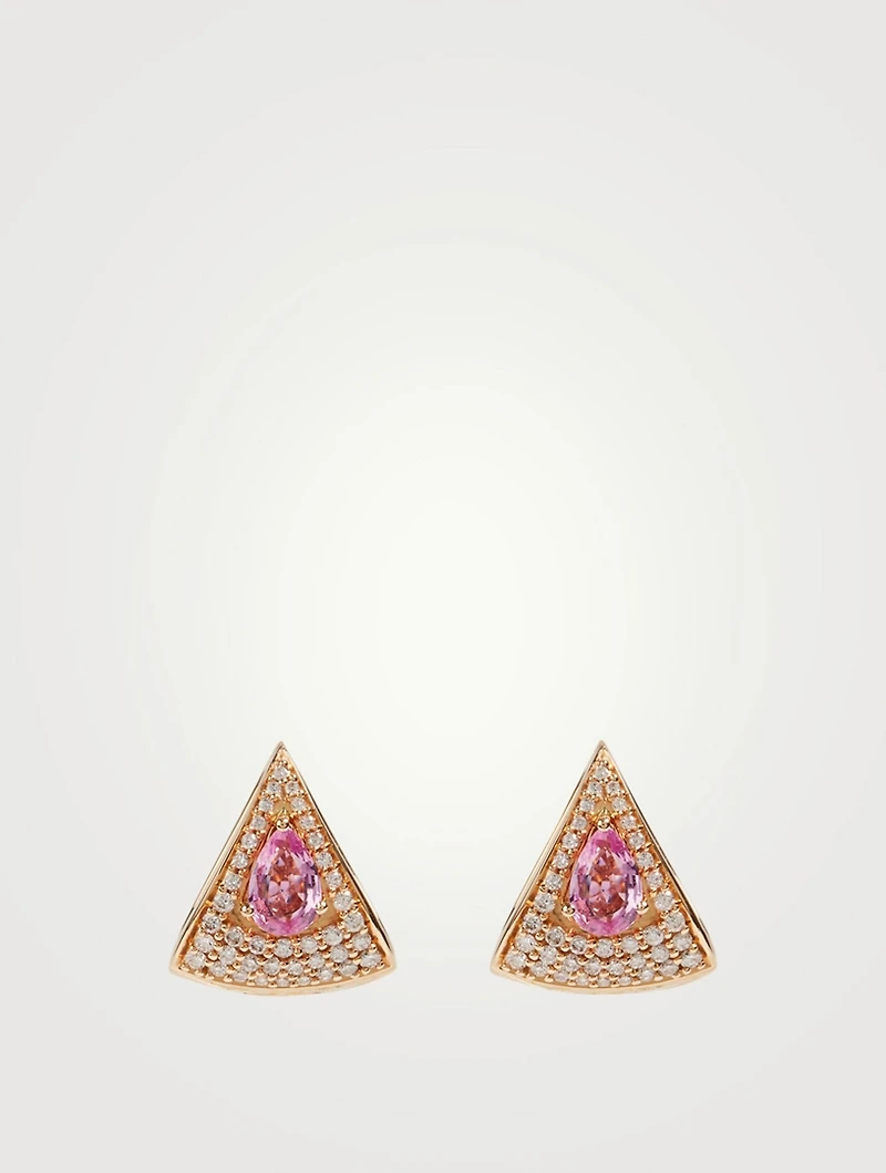 Spectrum 18K Gold Earrings With Diamonds And Pink Sapphire
